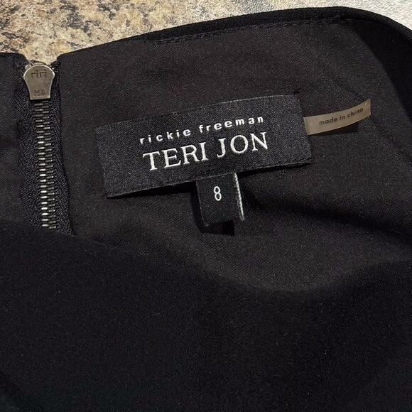 Rickie Freeman Teri Jon Dress Sheath Minimalist Cocktail Classic Leather Black 8 - Picture 2 of 5